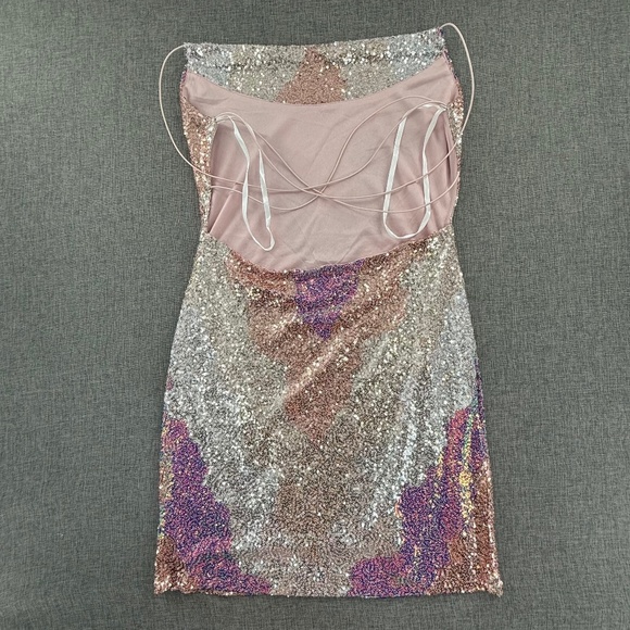 B. Darlin Sequin Dress Party, Club, Cocktail Event Large Lined Strappy Open Back - Picture 10 of 13